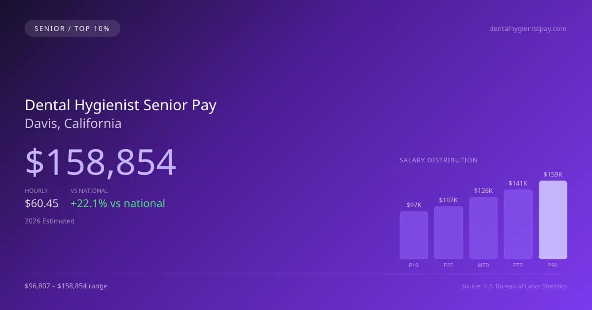 Dental Hygienist Senior Salary in Davis, CA — 2026 est., based on 2025 BLS