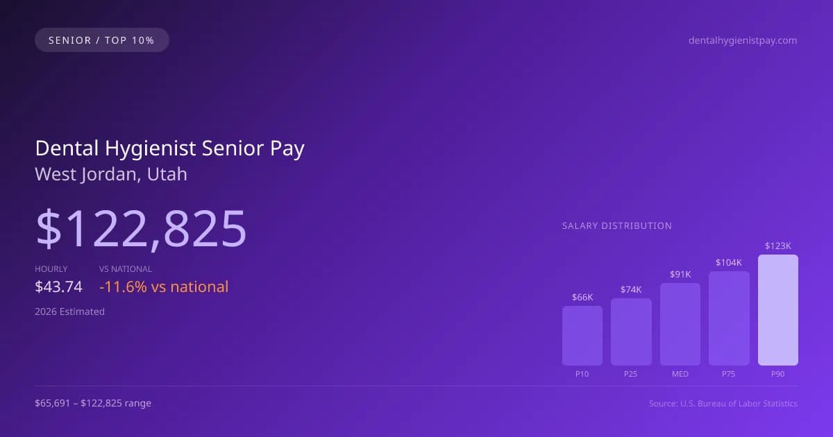 Dental Hygienist Senior Salary in West Jordan, UT — 2026 est., based on 2025 BLS