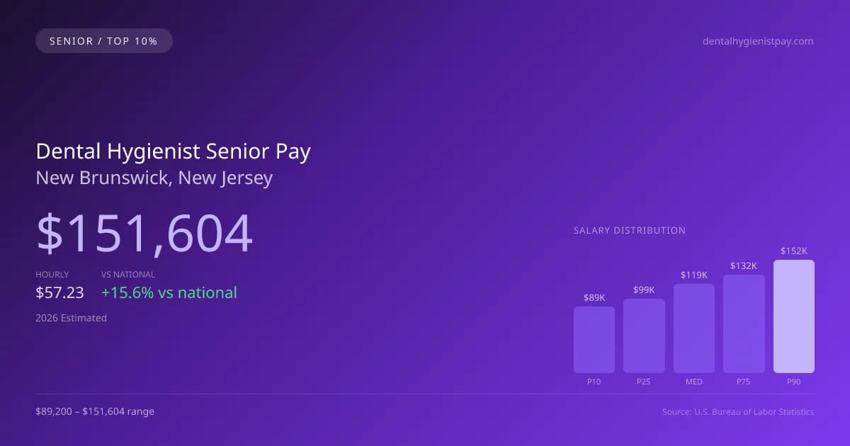 Dental Hygienist Senior Salary in New Brunswick, NJ — 2026 est., based on 2025 BLS